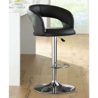 Groove Black Faux Leather Adjustable Swivel Bar Stool