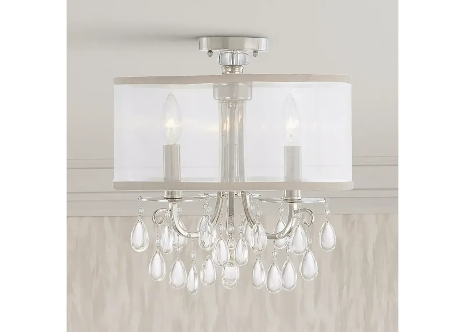 Crystorama Hampton Collection Chrome 14" Wide Ceiling Light