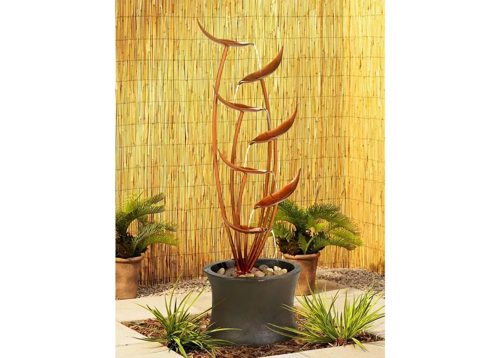 Tiered Copper Leaves Indoor Outdoor 41" High Fountain