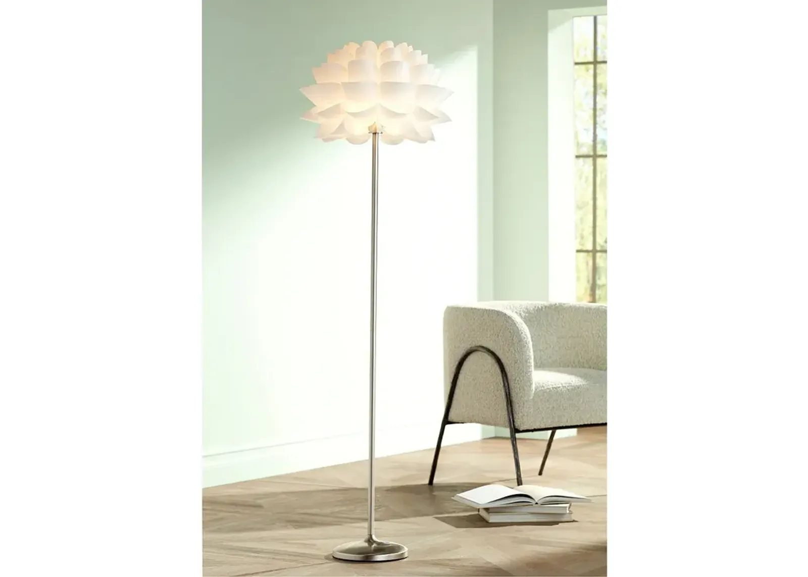 Possini Euro Design 63" White Flower Modern Floor Lamp