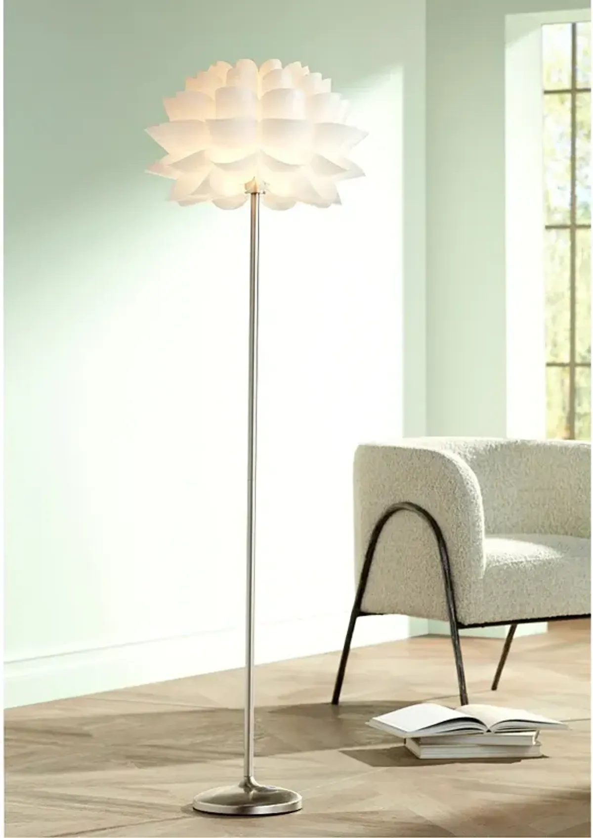 Possini Euro Design 63" White Flower Modern Floor Lamp