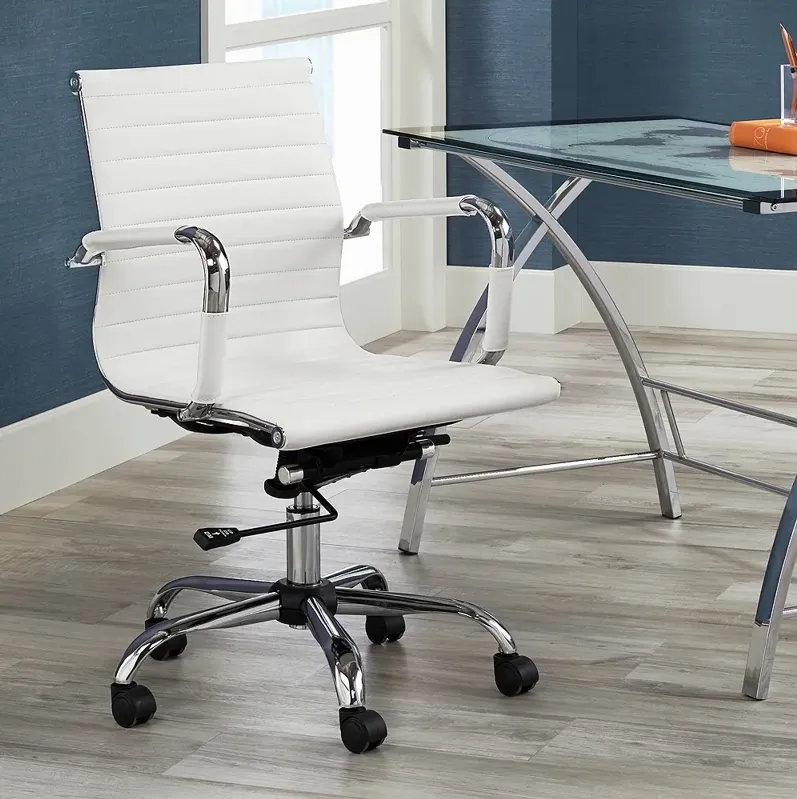 Studio 55D Lealand White and Chrome Low Back Desk Chair