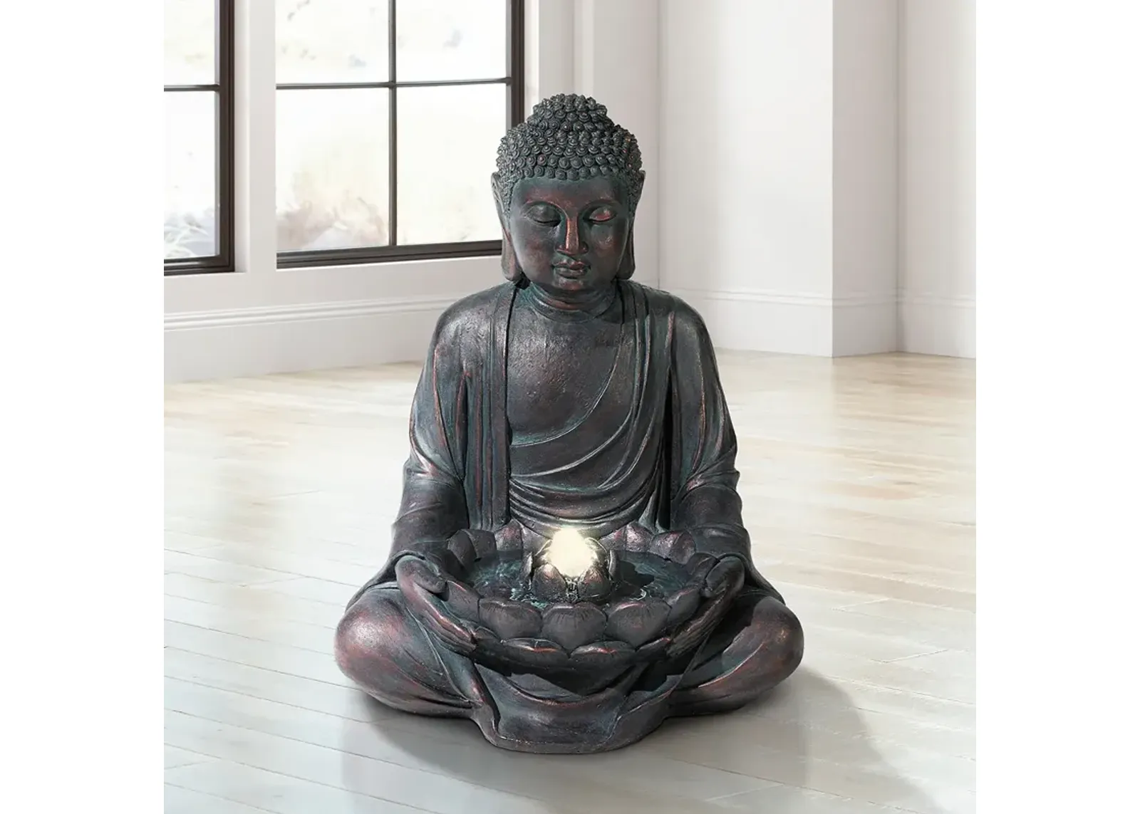 Meditating Buddha 24" High Bubbler Fountain with Light