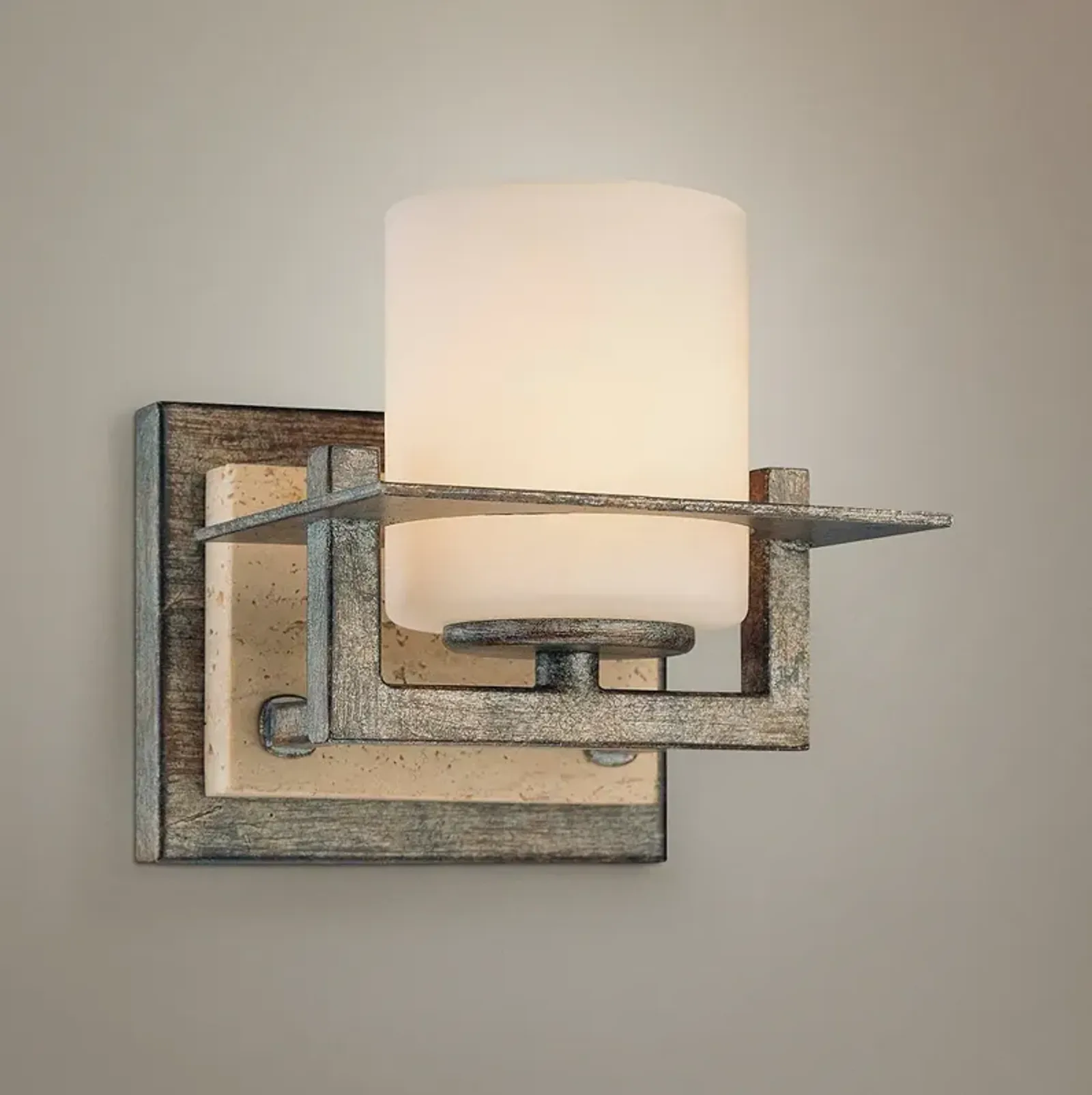 Minka-Lavery Compositions 5 1/4" High Iron and Opal Glass Wall Sconce