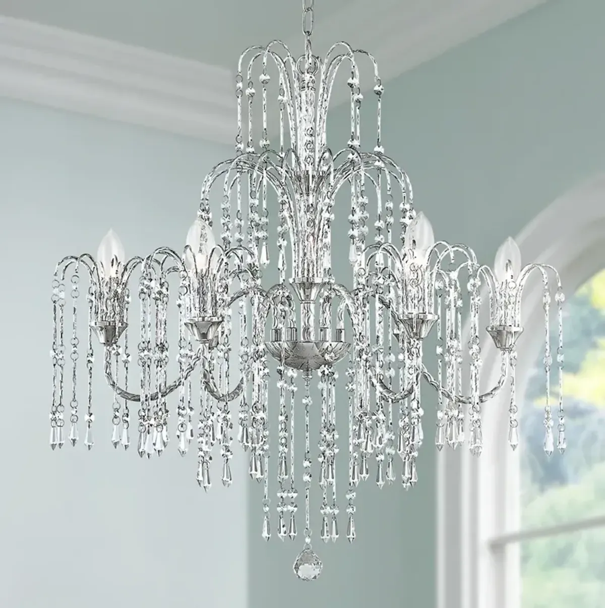 Vienna Full Spectrum Crystal Rain 28" Wide 6-Light Crystal Chandelier