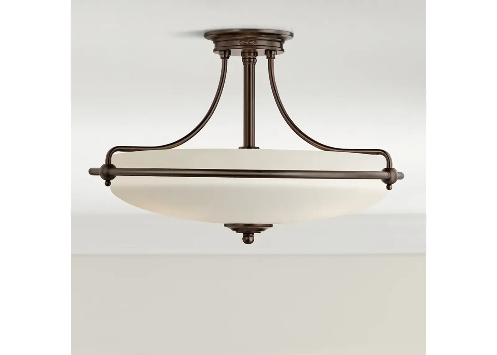 Quoizel Griffin 21" Palladian Bronze and Opal Glass Ceiling Light