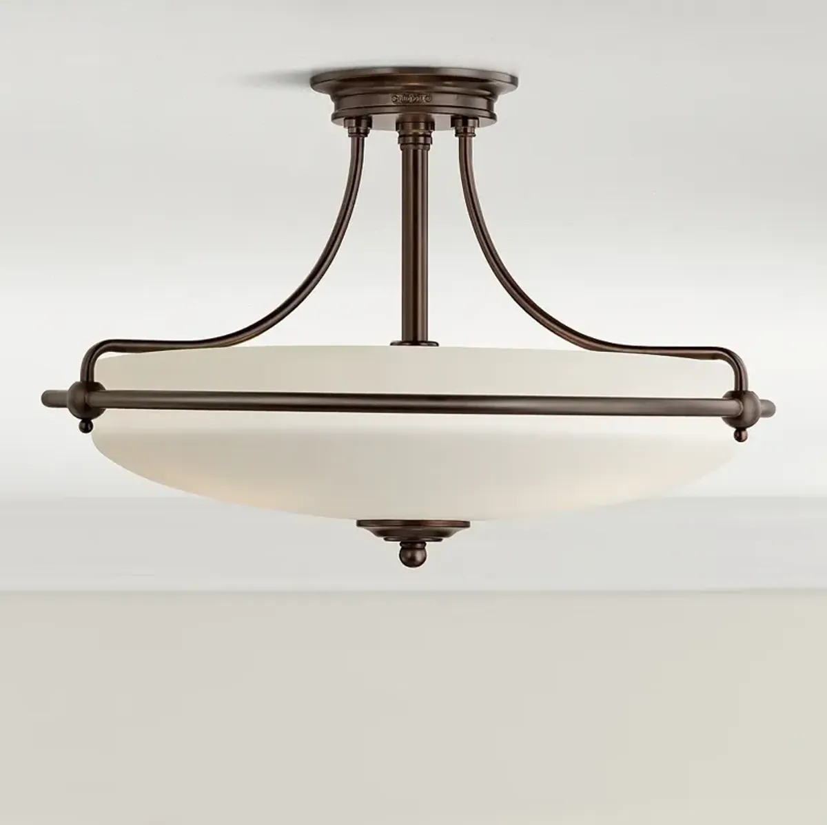 Quoizel Griffin 21" Palladian Bronze and Opal Glass Ceiling Light