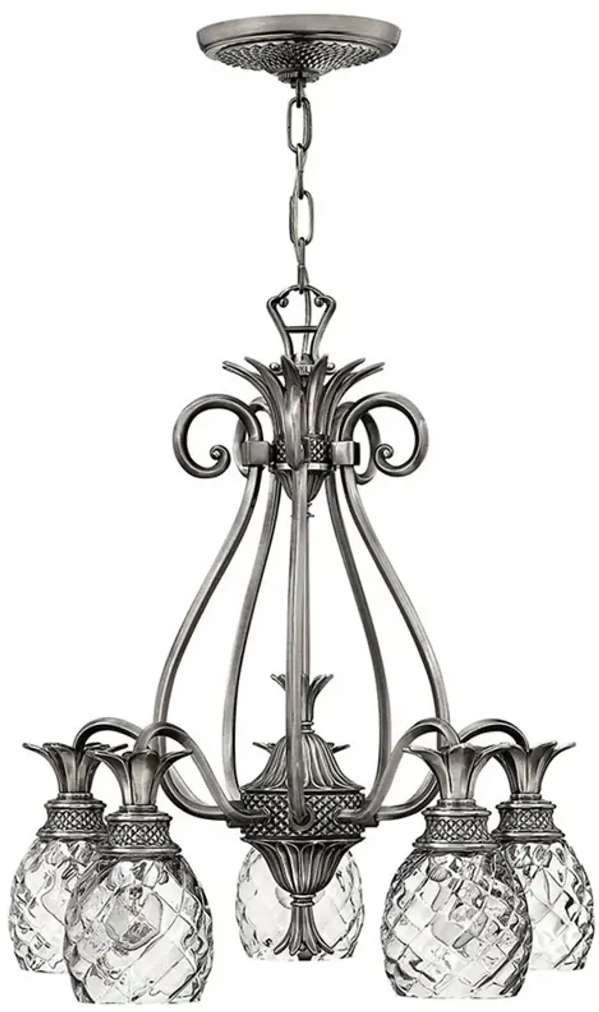 Hinkley Plantation 22 1/4" Nickel 5-Light Pineapple Glass Chandelier