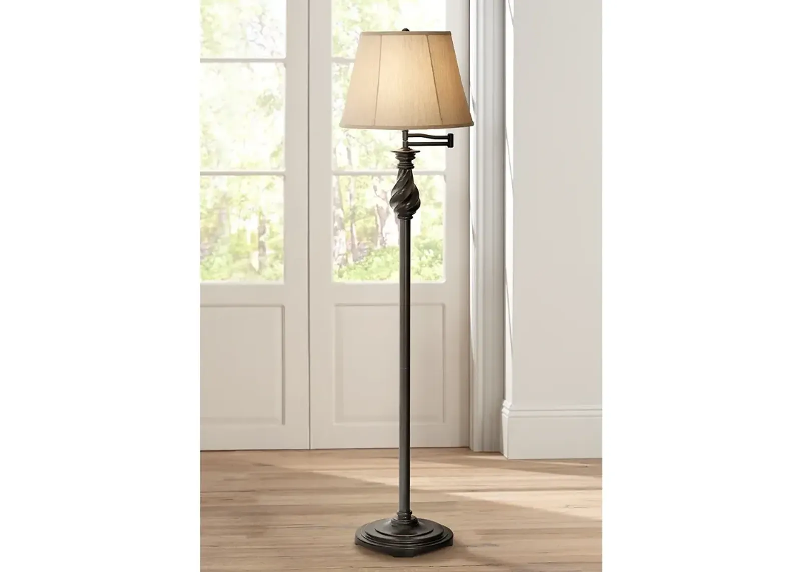 Regency Hill 58" High Restoration Bronze Swing Arm Floor Lamp