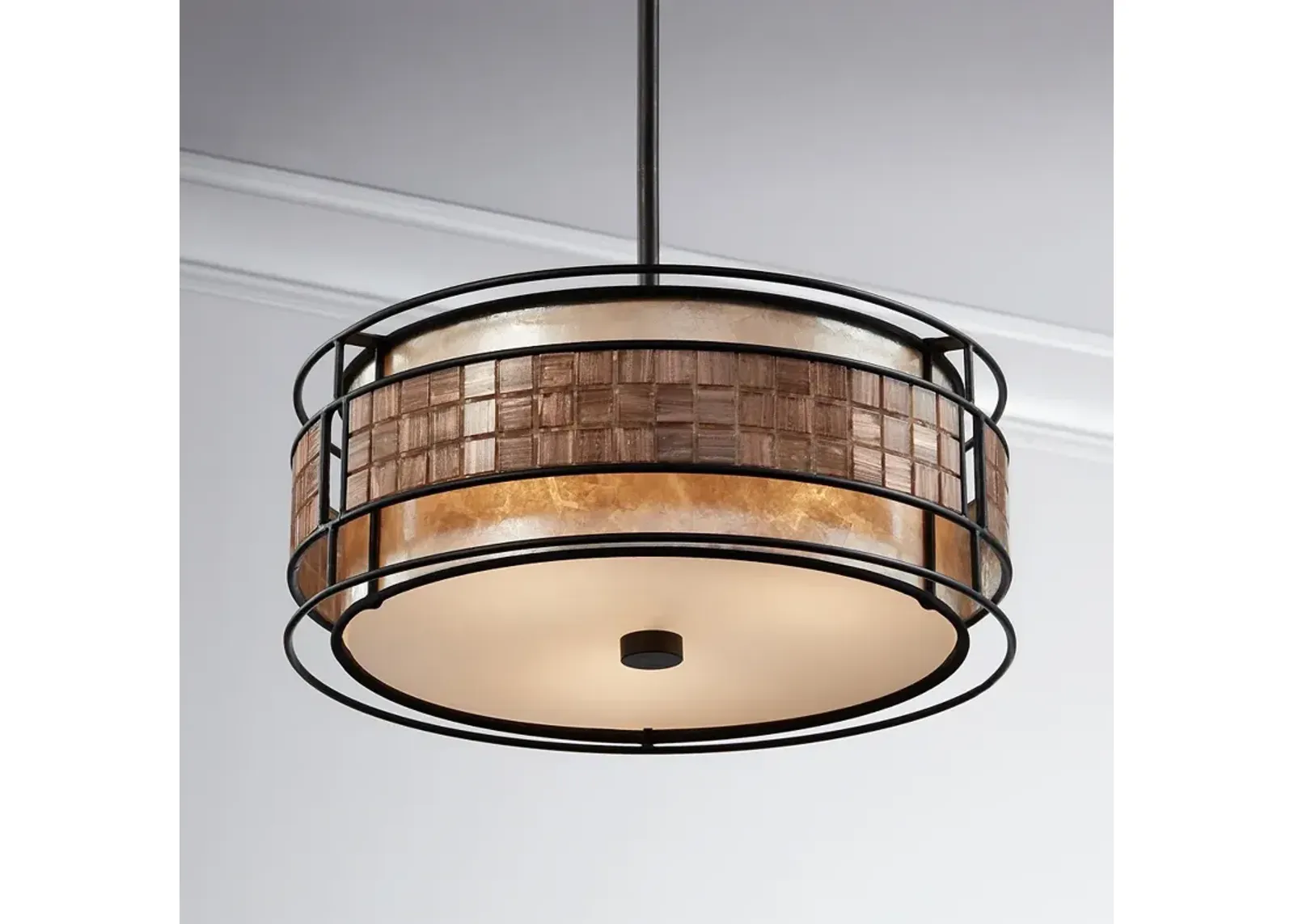 Quoizel Naturals 16" Wide Mica Mosaic Drum Pendant Light