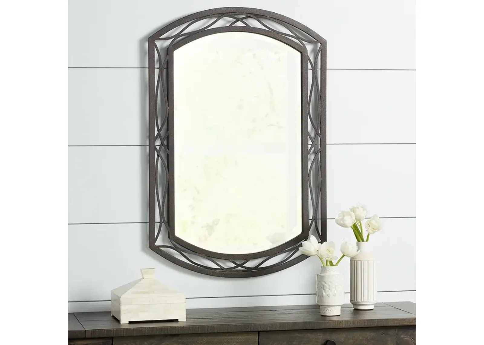 Franklin Iron Works Woven Bronze 35 1/2" x 24" Metal Wall Mirror