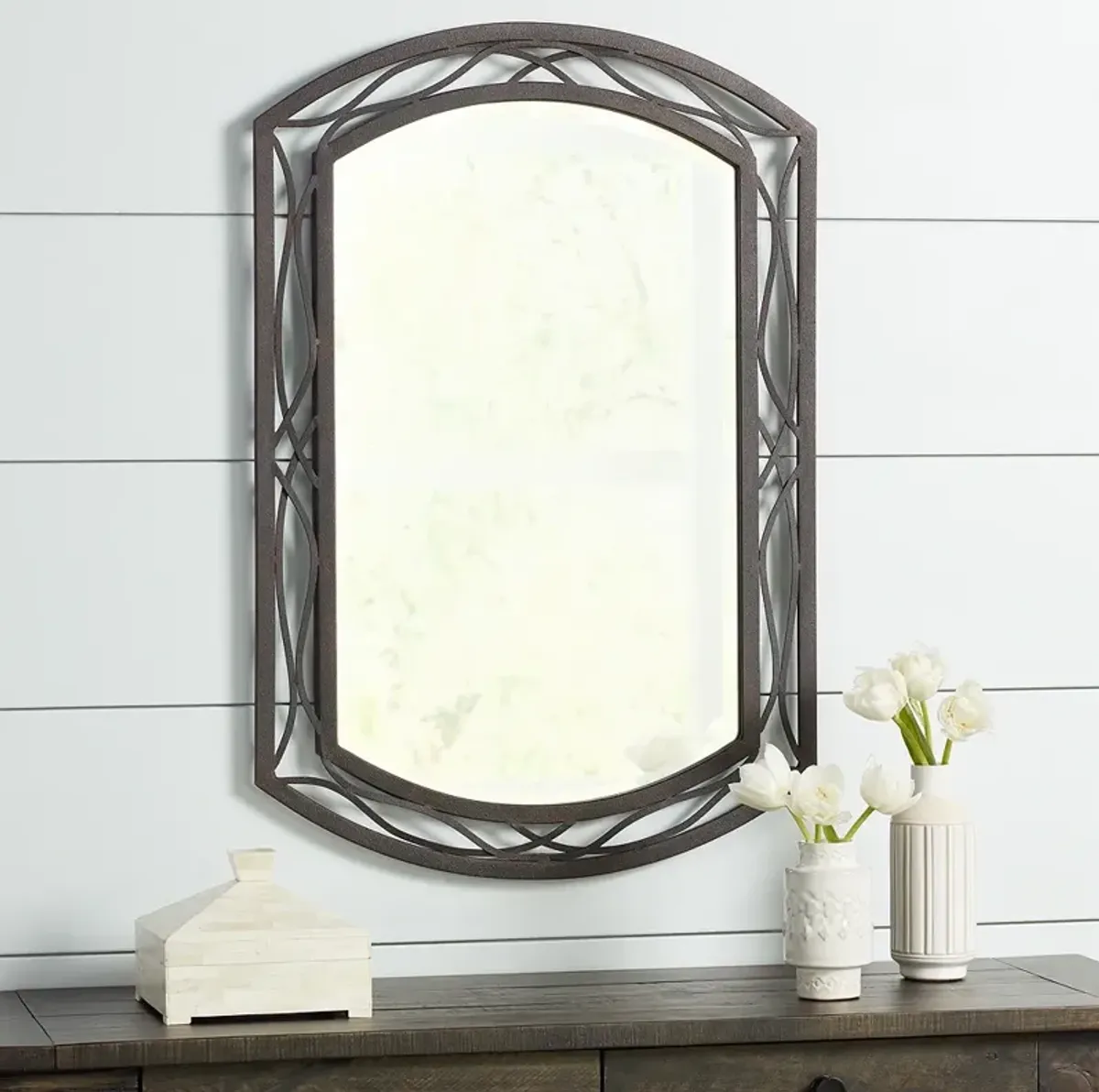 Franklin Iron Works Woven Bronze 35 1/2" x 24" Metal Wall Mirror