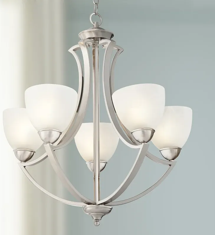 Possini Euro Milbury 24" Wide Five Light Satin Nickel Chandelier