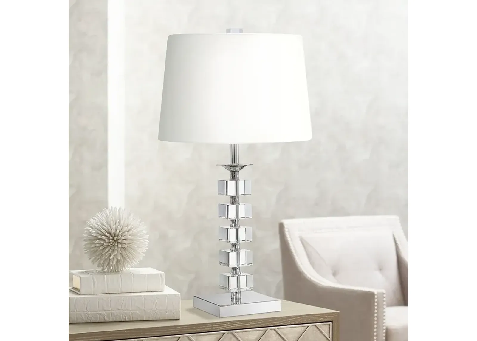 Vienna Full Spectrum 25" Modern Stacked Cubes Crystal Table Lamp