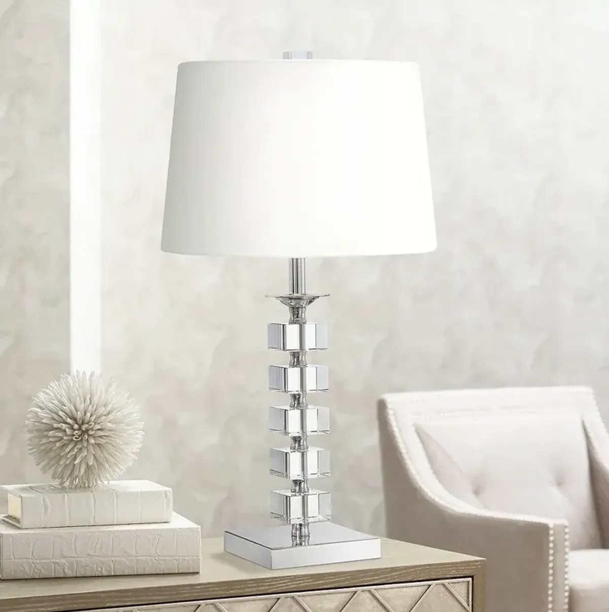 Vienna Full Spectrum 25" Modern Stacked Cubes Crystal Table Lamp