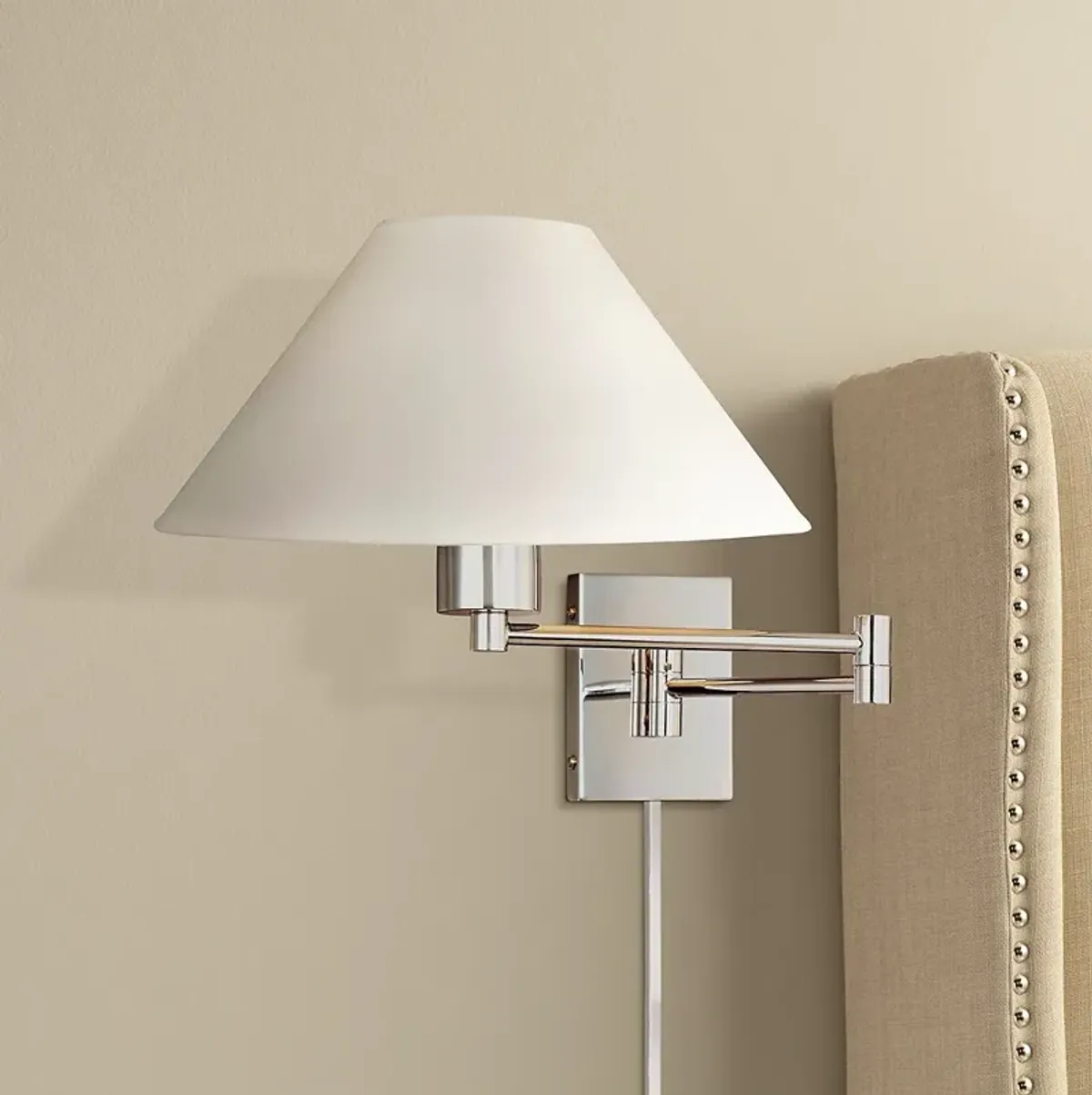 George Kovacs Boring Chrome Plug-In Swing Arm Wall Light