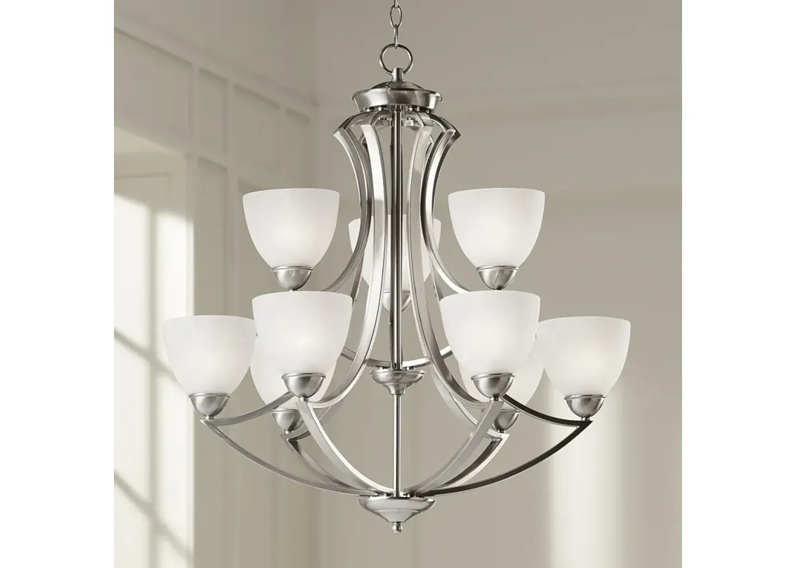 Possini Euro Milbury 30" Wide Satin Nickel 9-Light Chandelier