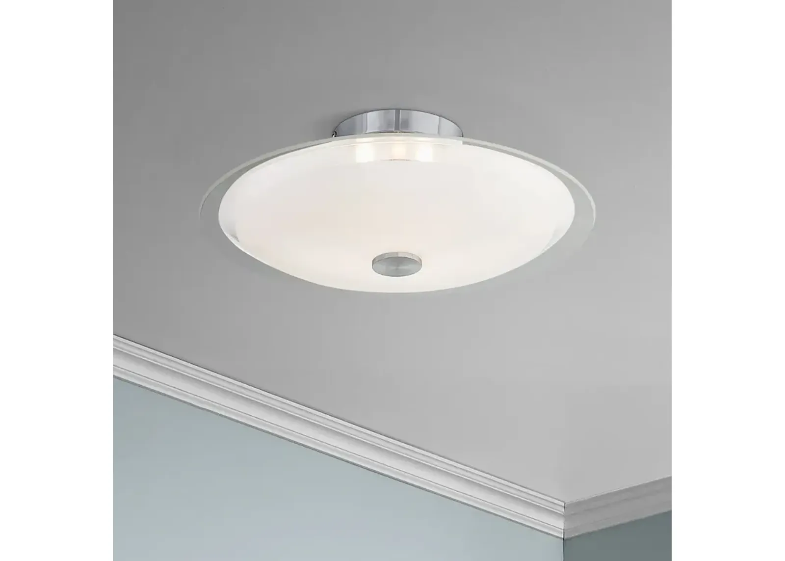 Possini Euro Glass Disk 15" Wide Modern Round Ceiling Light