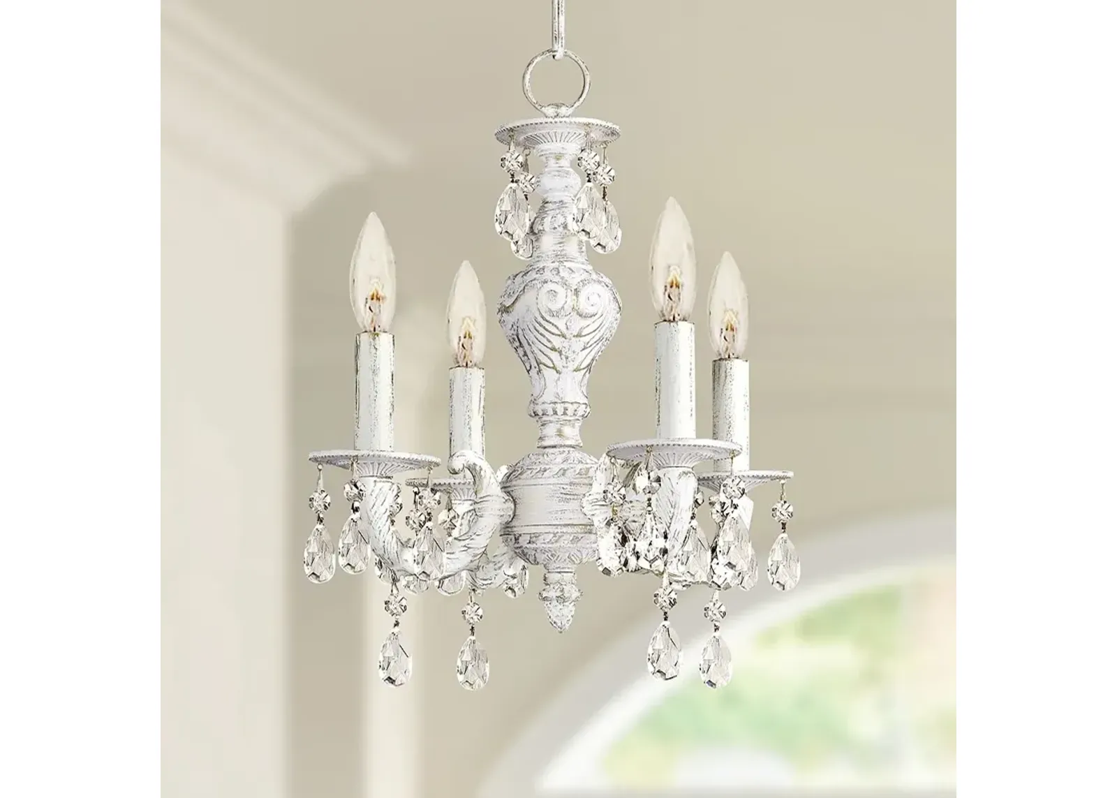 Crystorama Sutton 15" Vintage White Traditional Crystal Chandelier