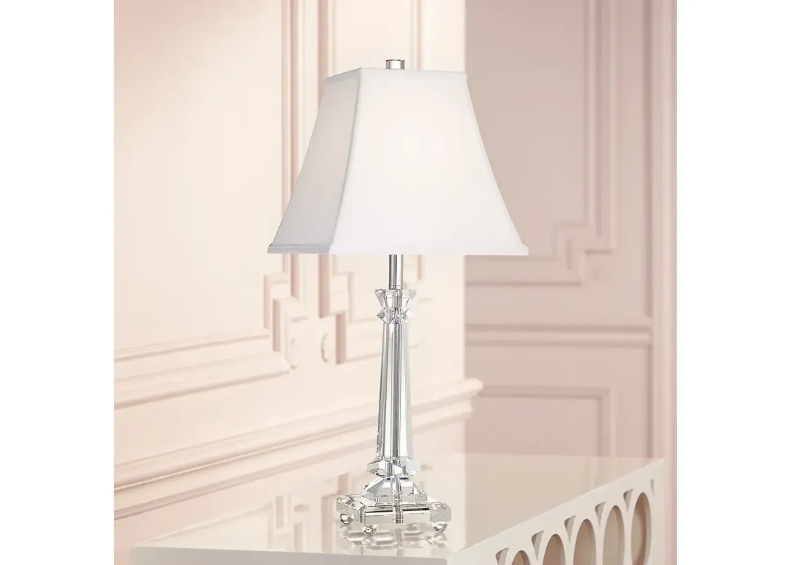 Vienna Full Spectrum 25" Tapered Glass Crystal Column Table Lamp