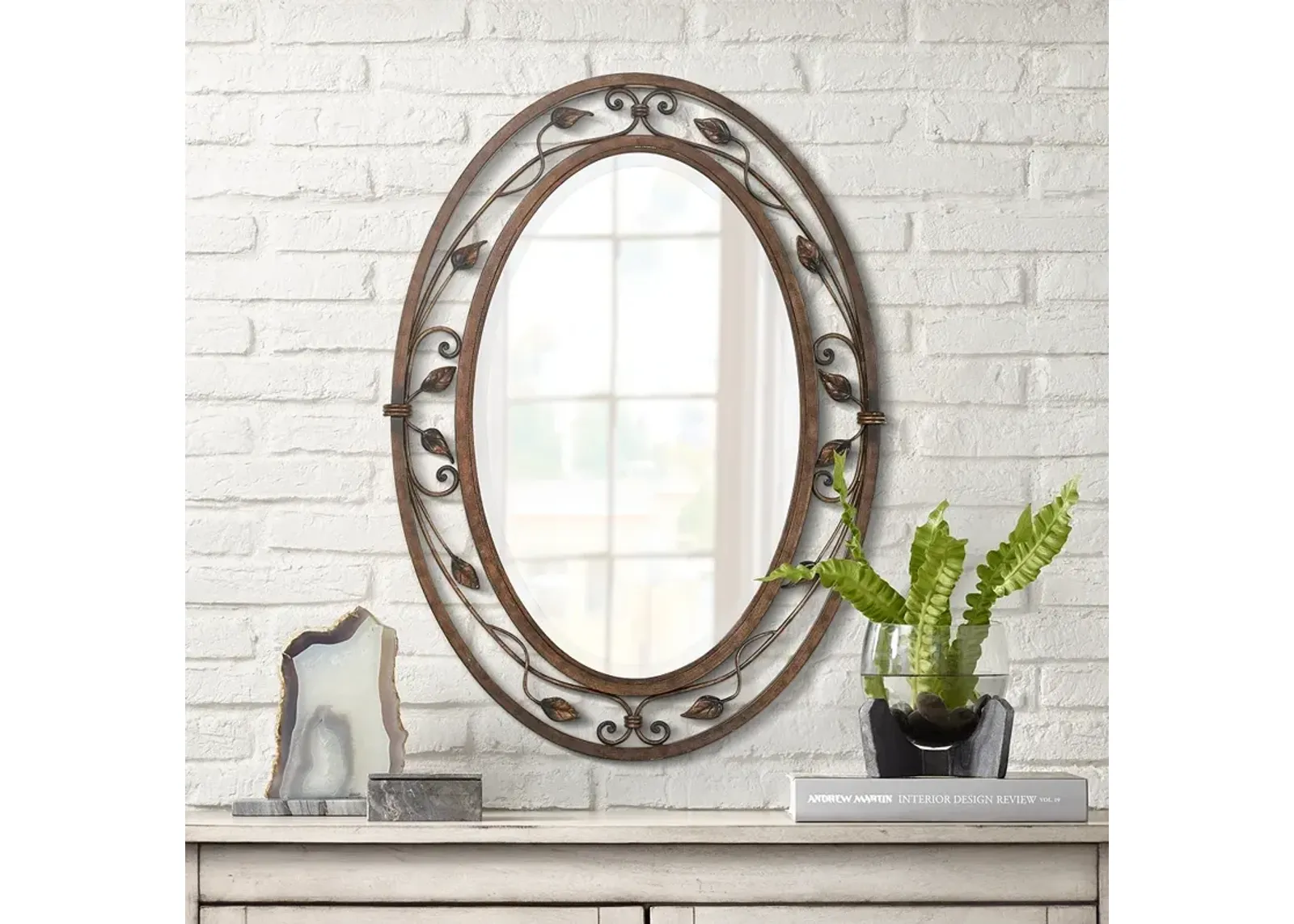 Franklin Iron Works Eden Park 34" x 24" Bronze Oval Wall Mirror