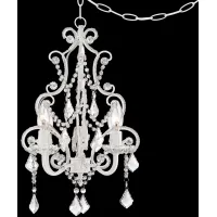 Regency Hill 16 1/2" White Scroll and Crystal Plug-In Swag Chandelier