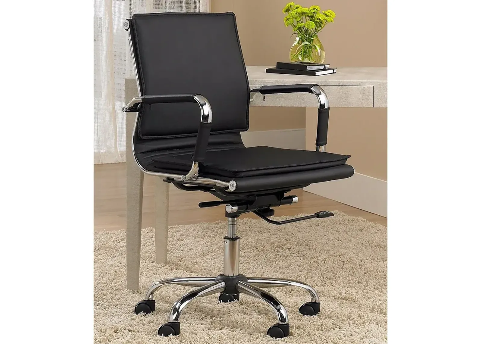 Tanner Black Faux Leather Lowback Desk Chair