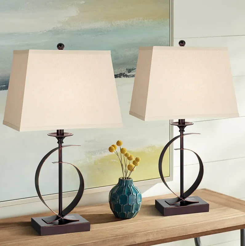 Pacific Coast Lighting Nokko Open Base Scroll Metal Table Lamps Set of 2