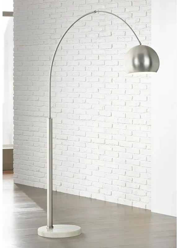 Pacific Coast Lighitng Basque 77 1/2" Nickel Modern Arc Floor Lamp