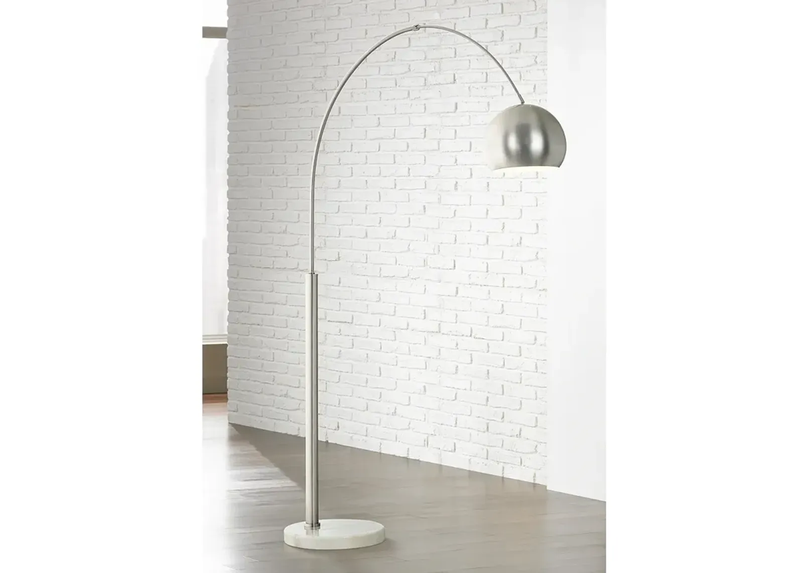 Possini Euro Basque 77 1/2" Nickel Finish Modern Arc Floor Lamp