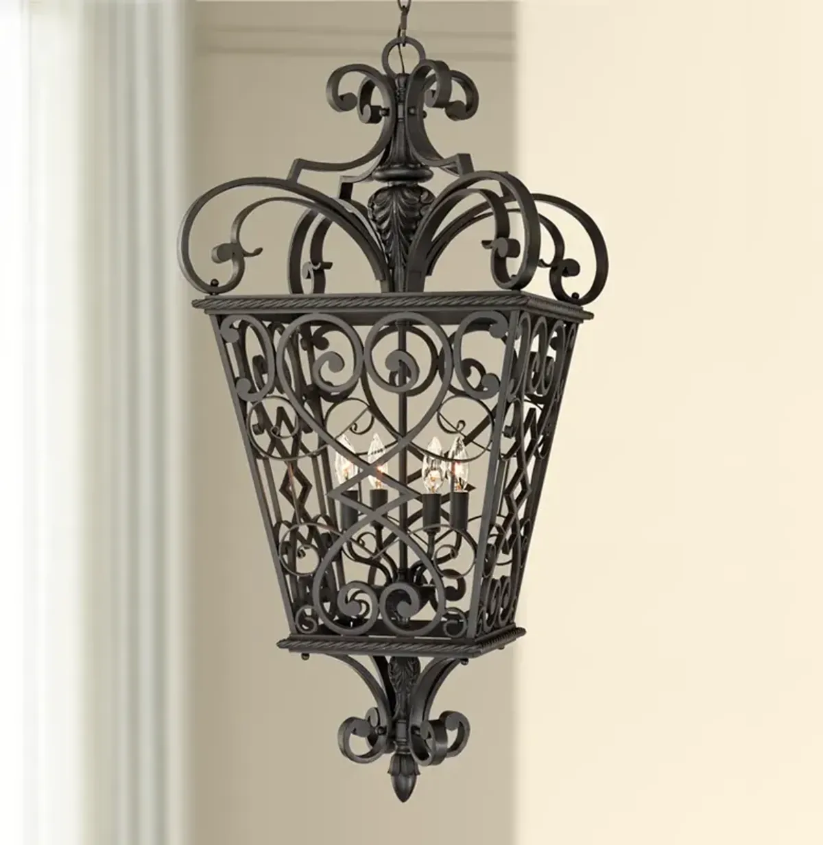 French Quarter Marcado Black Four Light Hanging Lantern