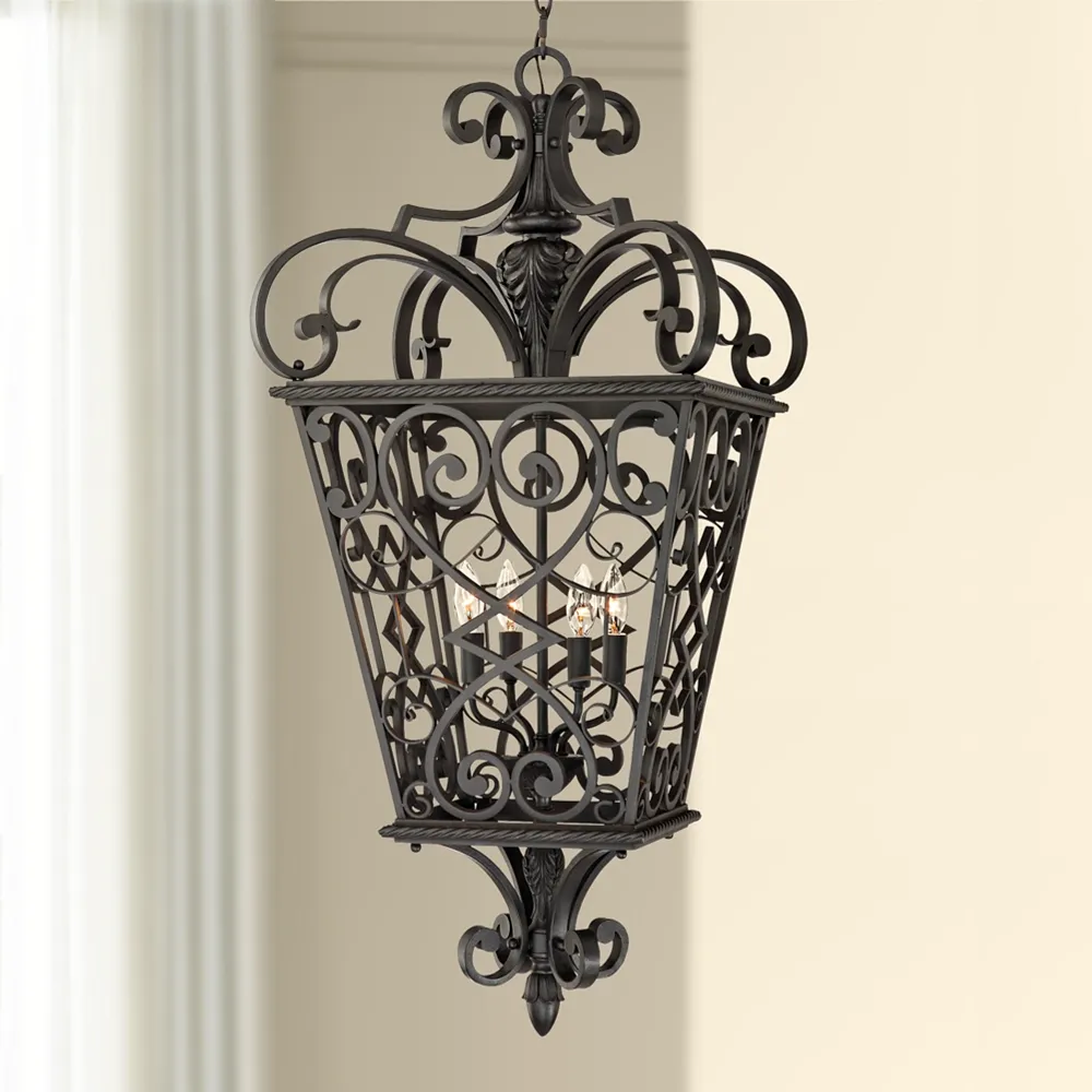 French Quarter Marcado Black Four Light Hanging Lantern