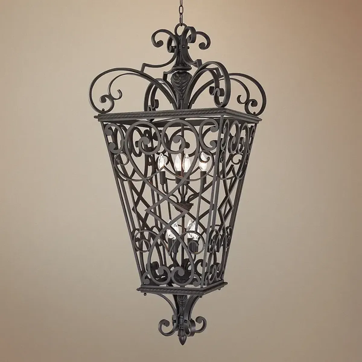 Quoizel French Quarter 31" Wide Marcado Black 8-Light Hanging Lantern