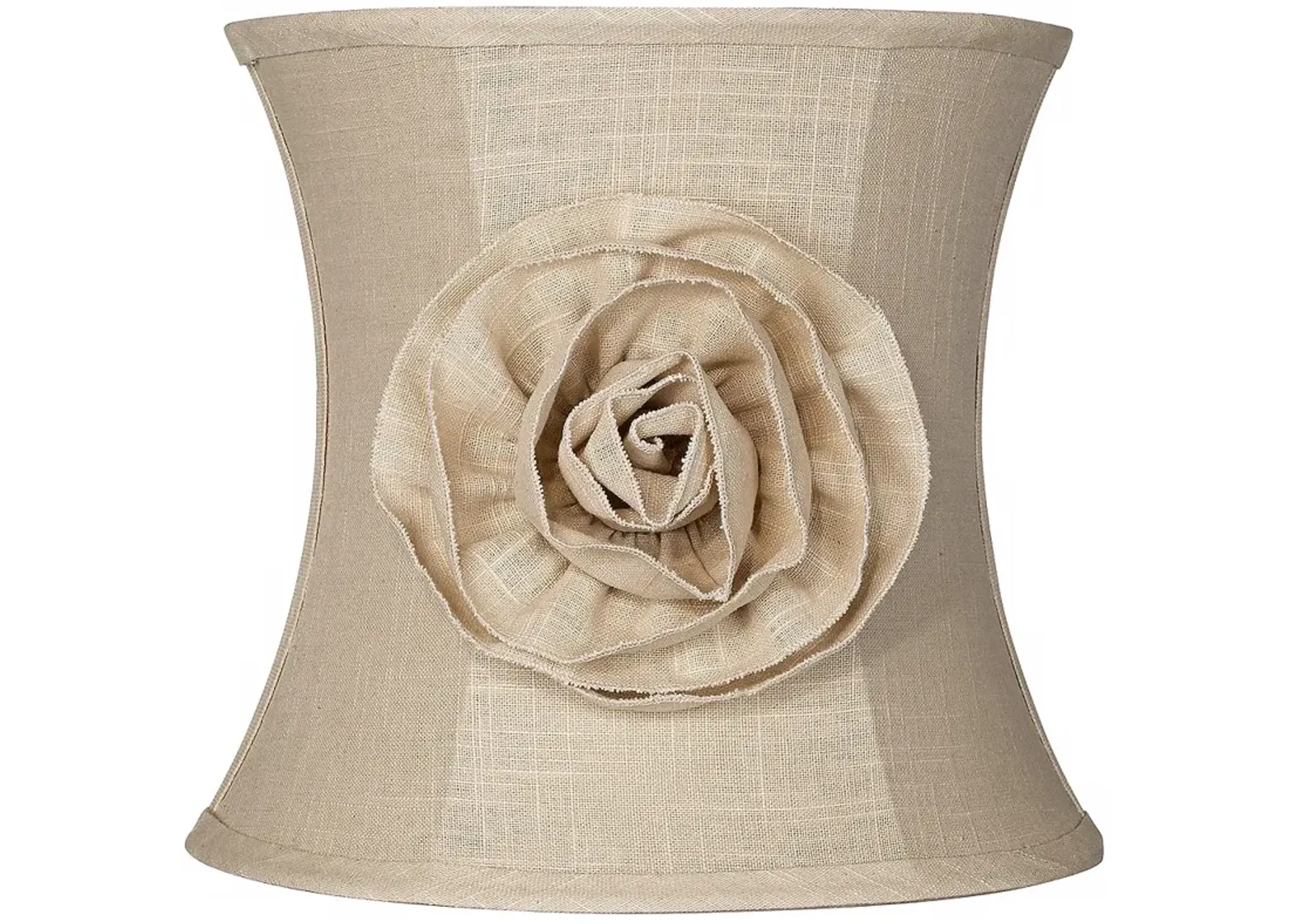 Springcrest Almond Linen with Flower Pinched Drum Shade 11x12x11 (Spider)