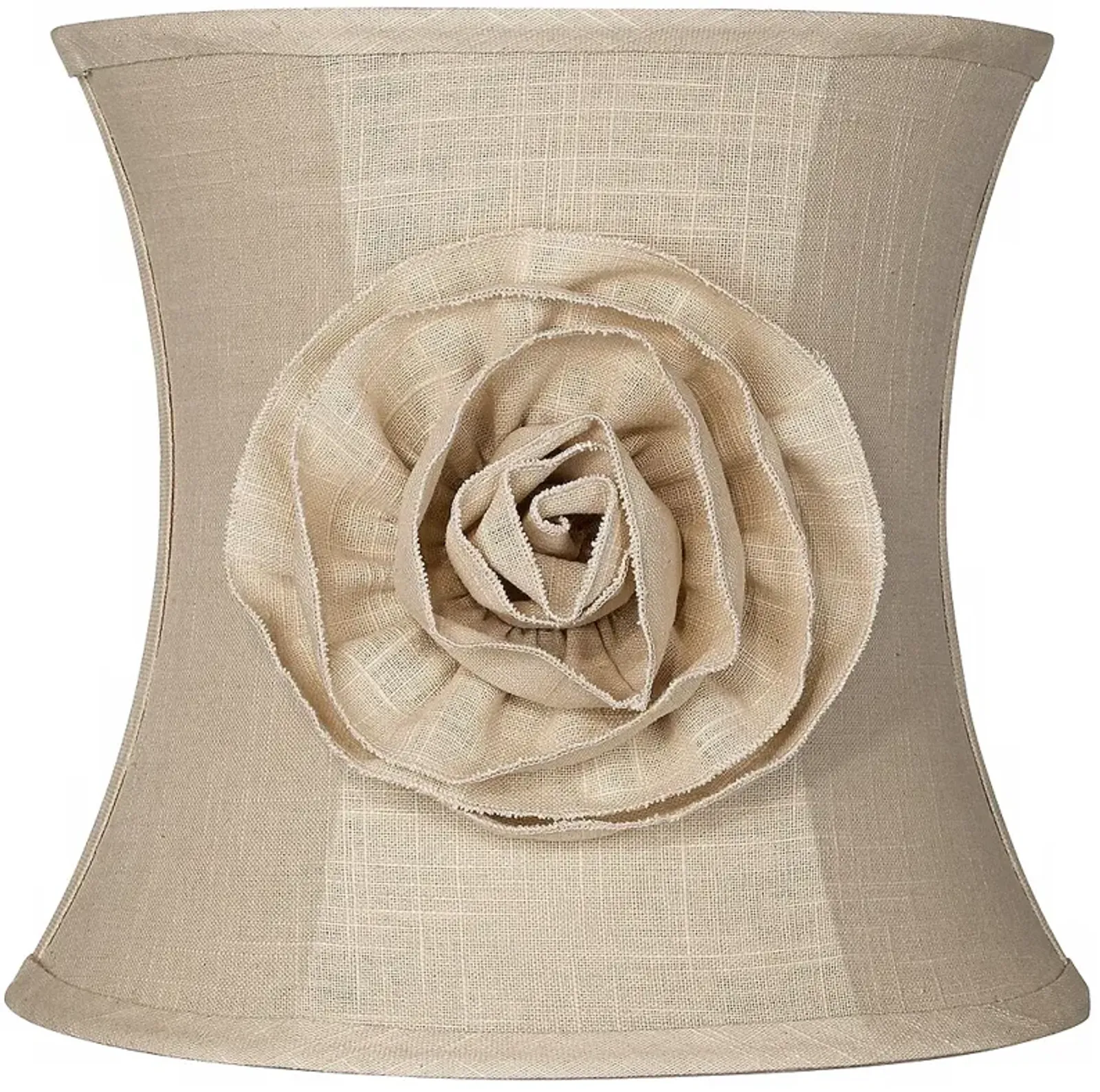 Springcrest Almond Linen with Flower Pinched Drum Shade 11x12x11 (Spider)