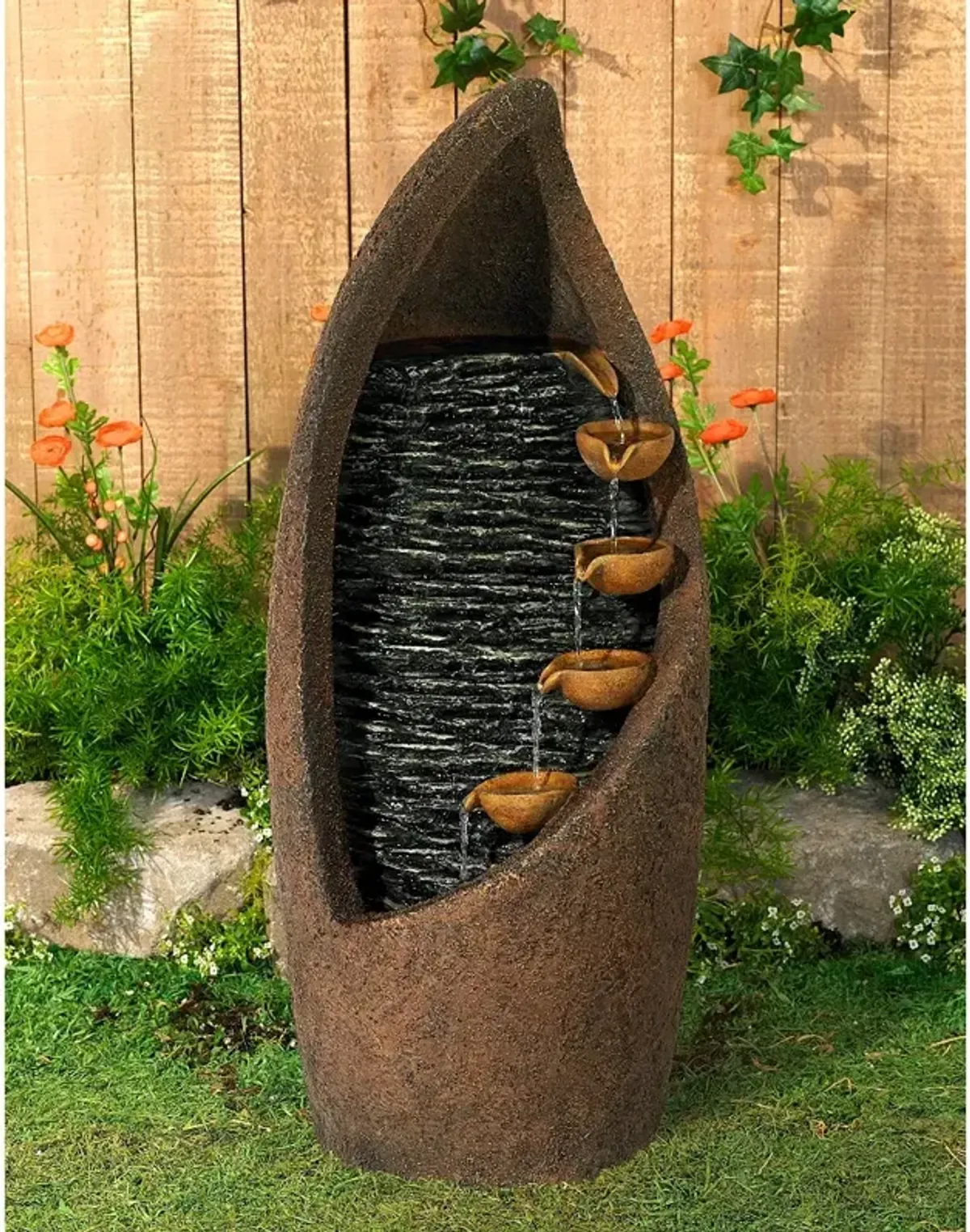 Nathan Modern Cascade 34 1/2" High Rustic Garden Fountain