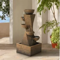 Cascading Bowls 27 1/2" High Modern Fountain with LED Light
