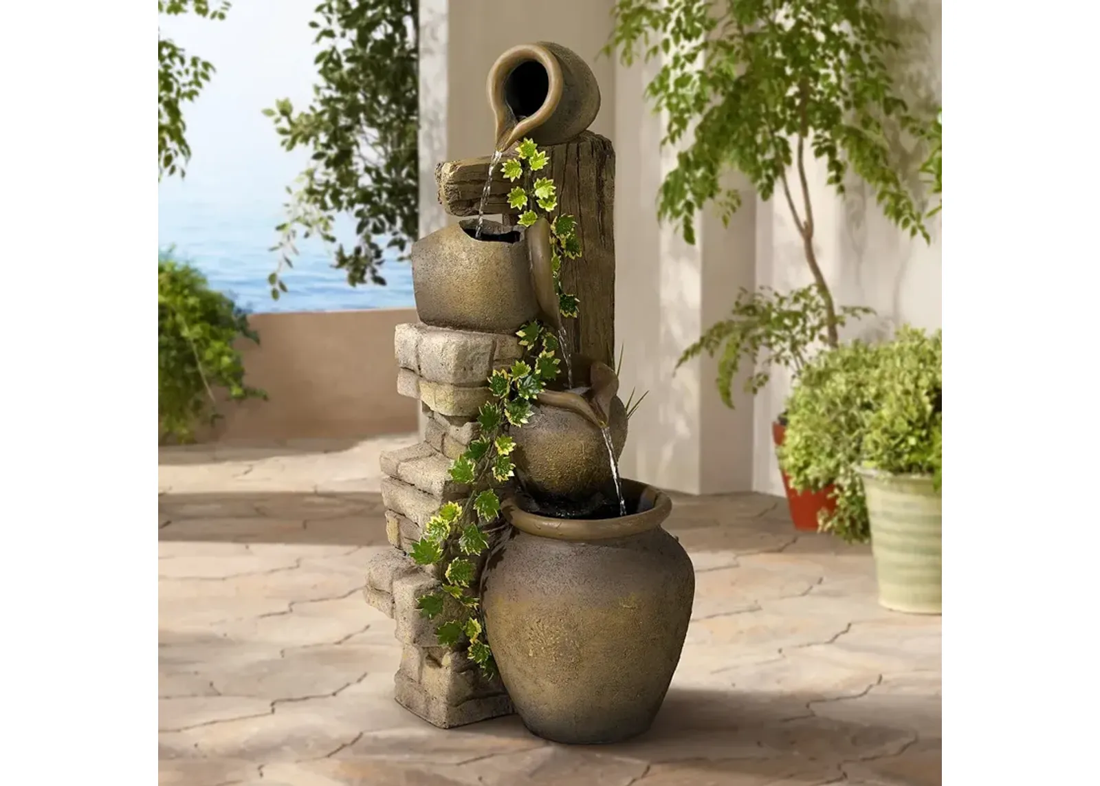 John Timberland Cascading 33" High Three Jugs Rustic Fountain