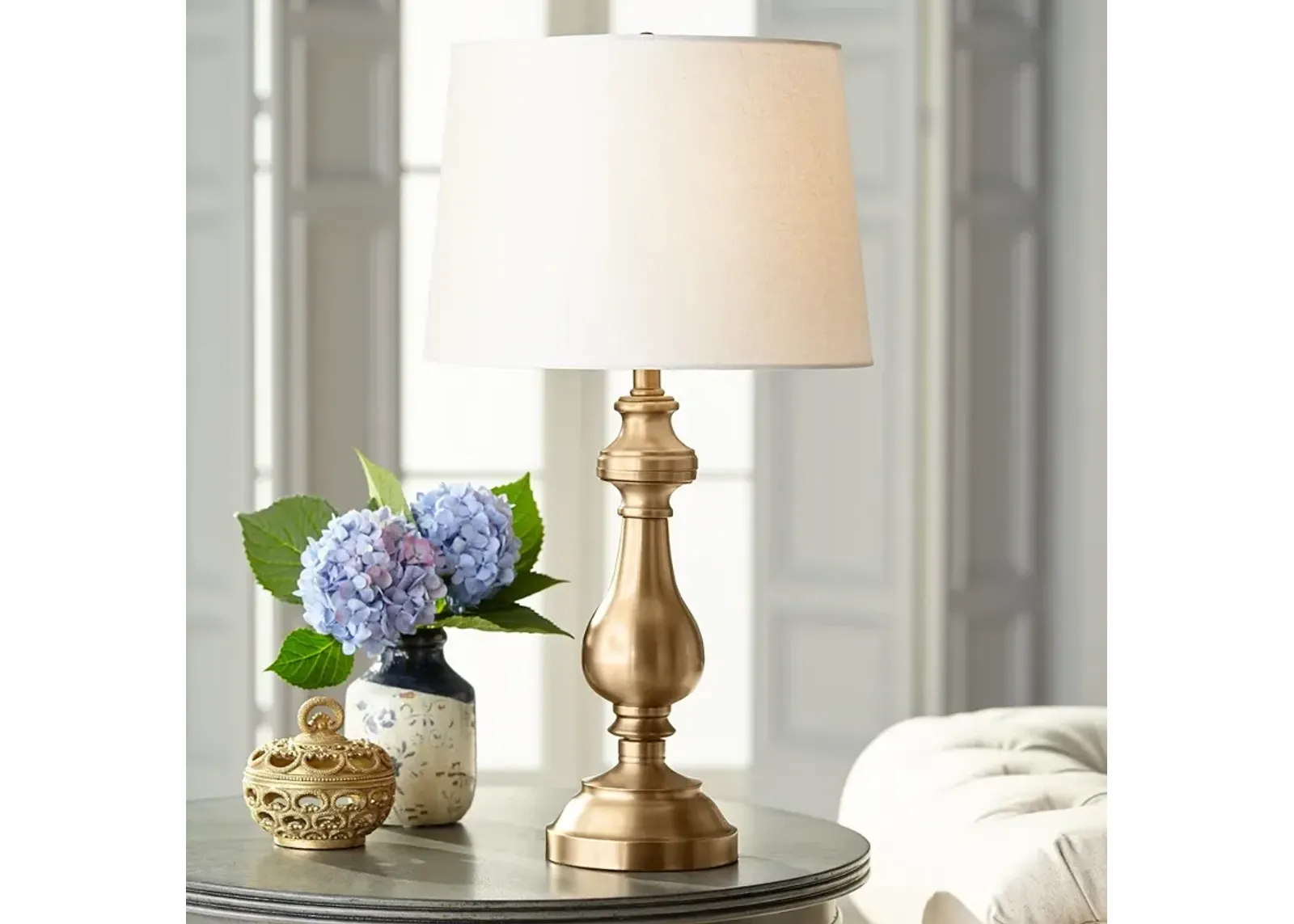 Regency Hill Fairlee 26" Traditional Brass Candlestick Table Lamp