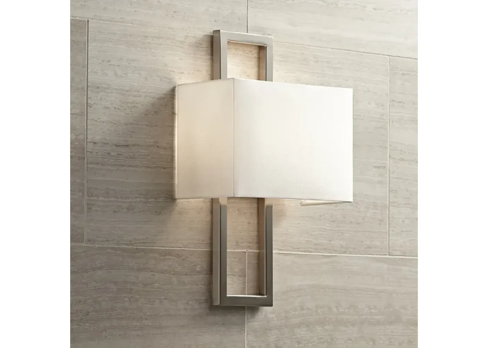 Possini Euro Modena 15 1/2" High Brushed Nickel Rectangle Wall Sconce