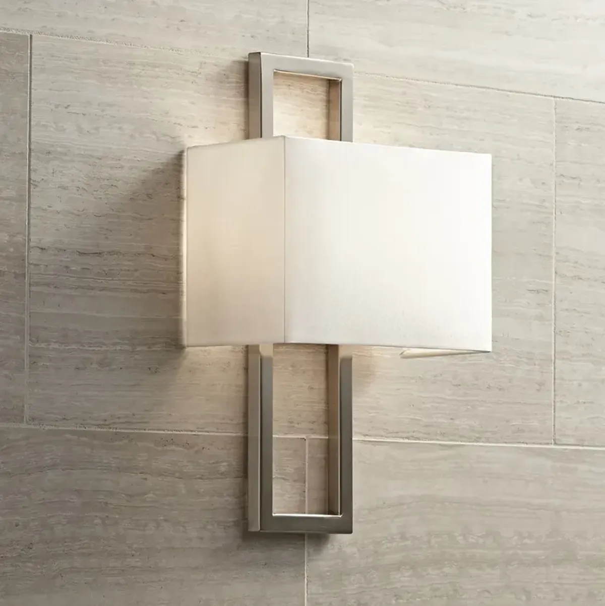 Possini Euro Modena 15 1/2" High Brushed Nickel Rectangle Wall Sconce