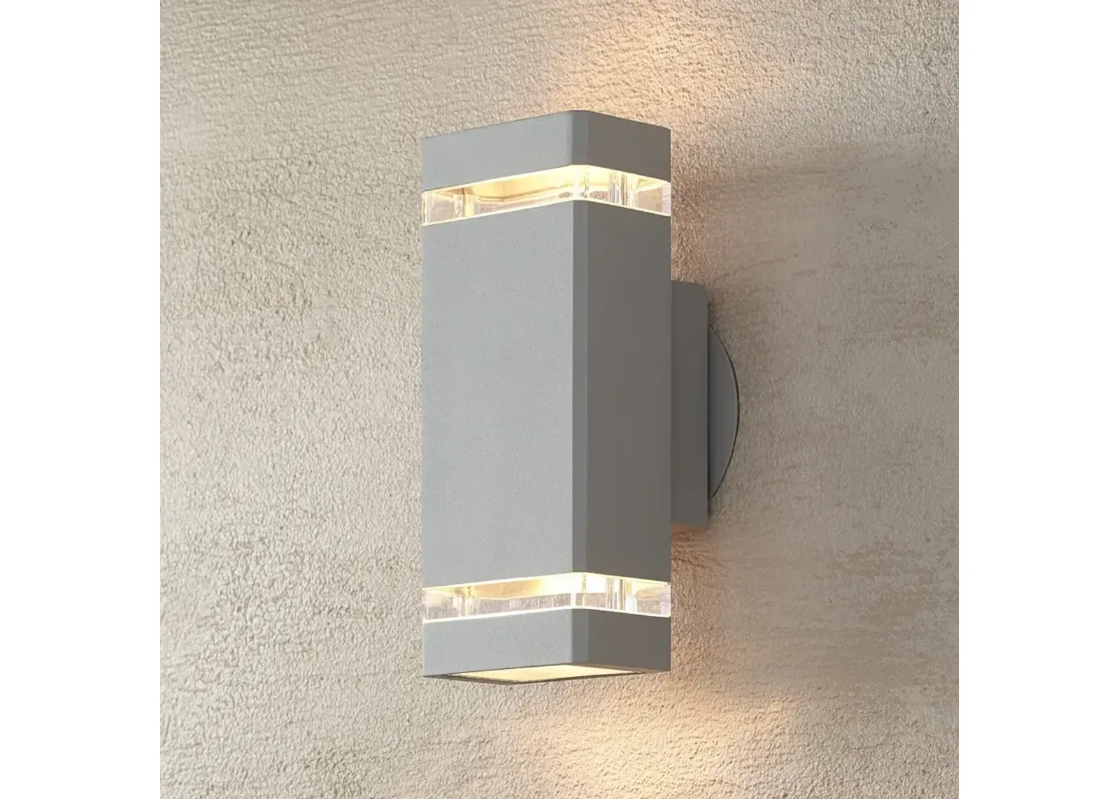 Possini Euro Skyridge 10 1/2" High Silver Up-Down Outdoor Wall Light