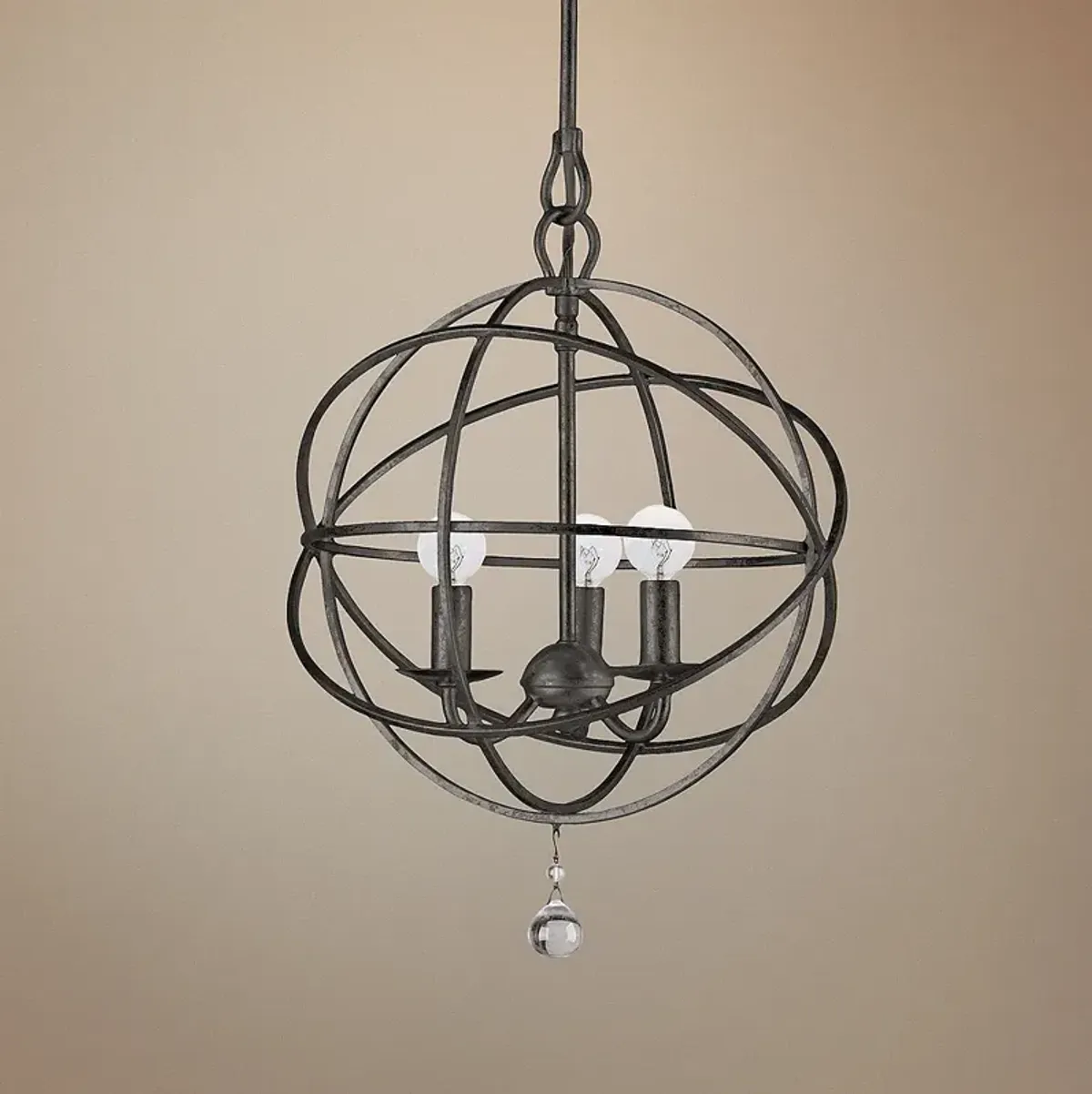 Crystorama Solaris English Bronze 12" Wide Pendant Light