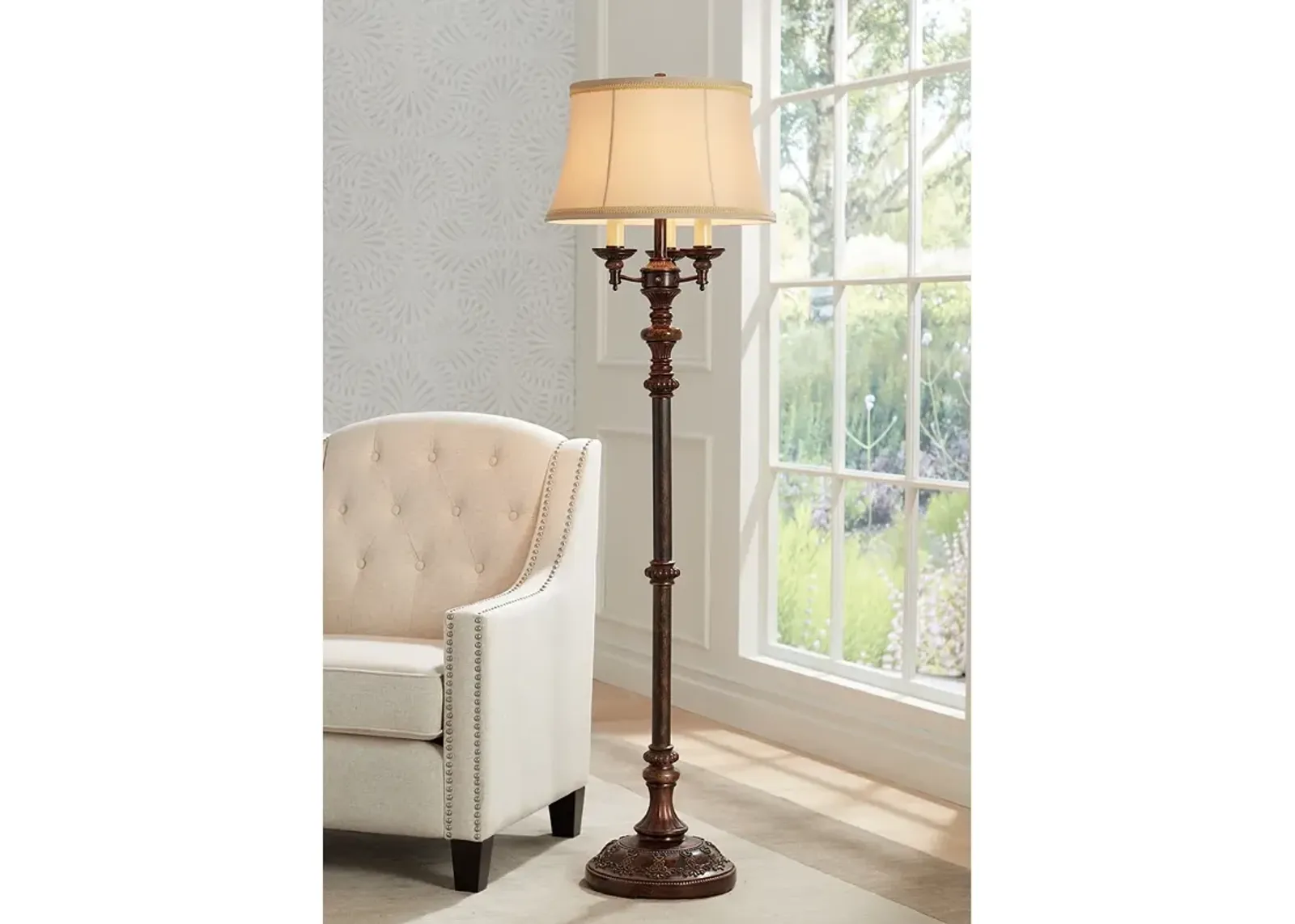 Barnes and Ivy 64 1/2" Italian Bronze 4-Light Traditional Floor Lamp