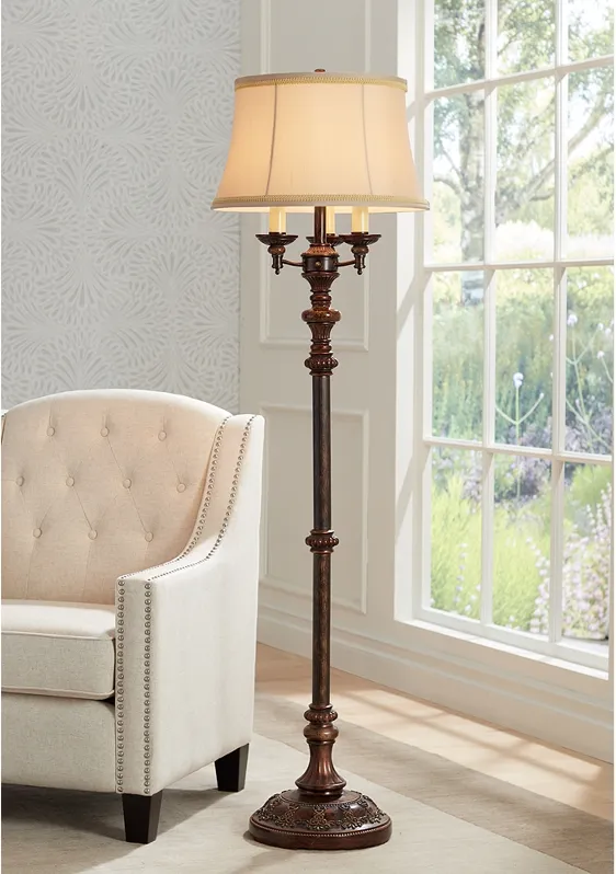 Barnes and Ivy 64 1/2" Italian Bronze 4-Light Traditional Floor Lamp