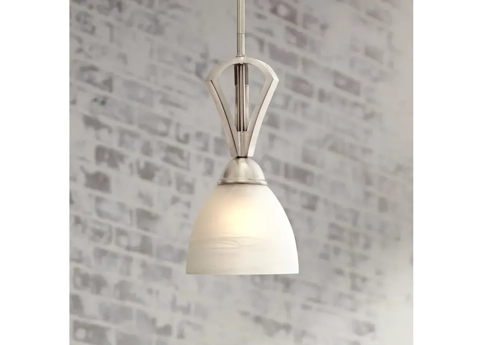 Possini Euro Milbury 6" Wide Satin Nickel and White Glass Mini Pendant