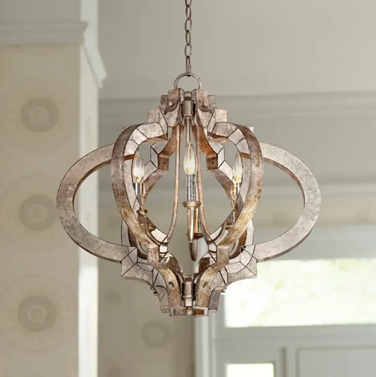 Possini Euro Ornament 23 1/4" Wide Aged Silver 6-Light Chandelier