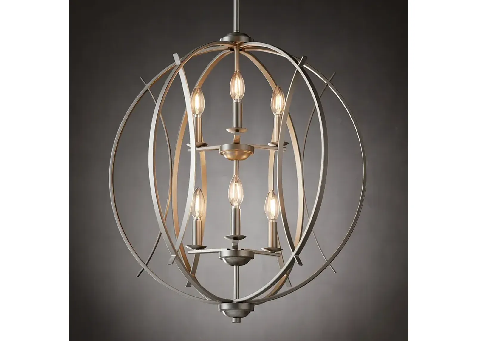 Possini Euro Spherical 24" Wide Brushed Nickel Globe 6-Light Pendant