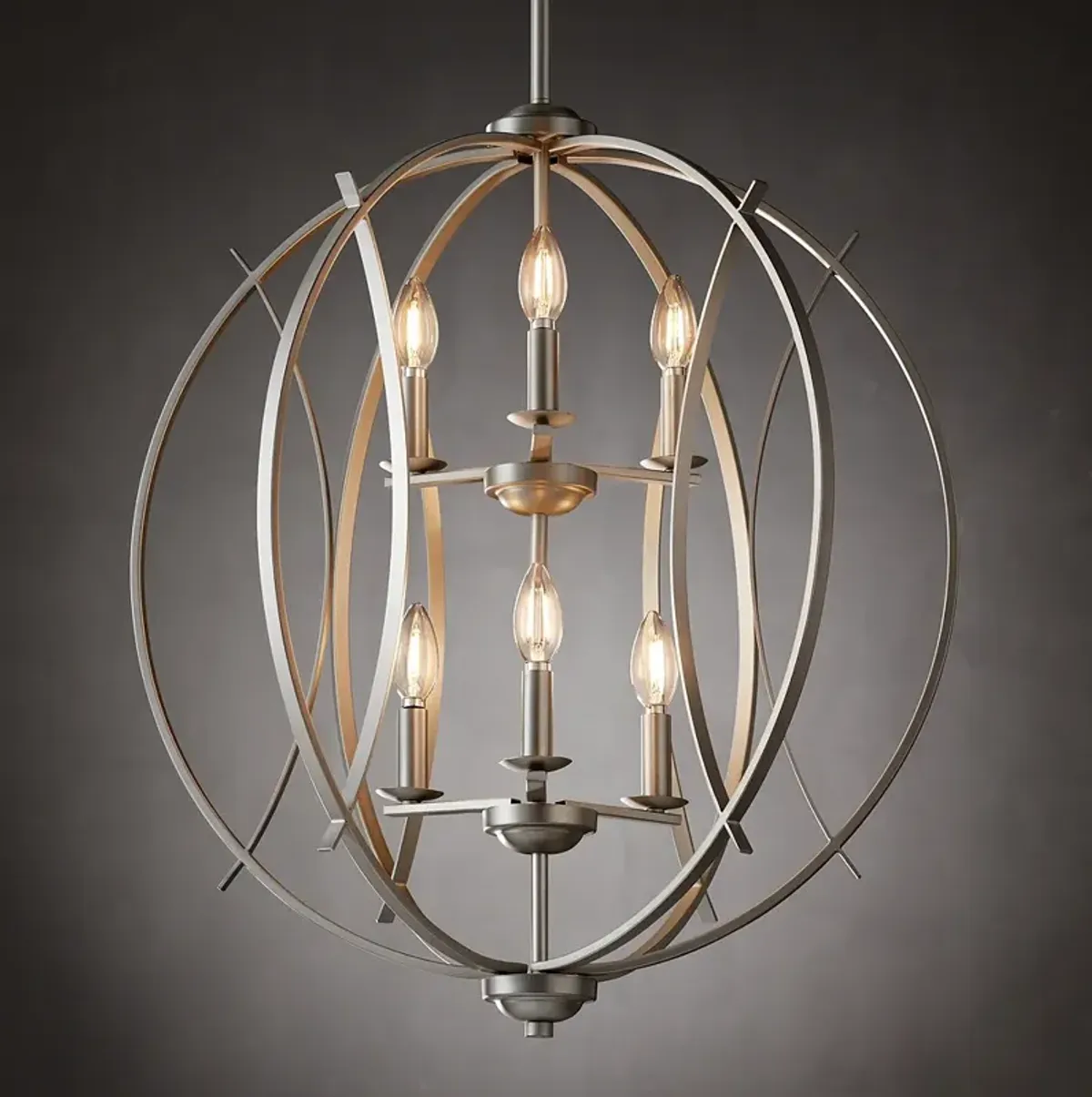 Possini Euro Spherical 24" Wide Brushed Nickel Globe 6-Light Pendant