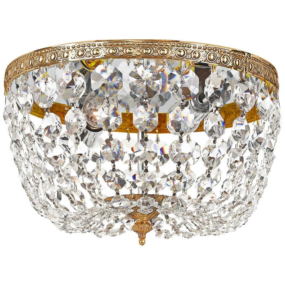 Crystorama Basket Crystal 10" Wide Brass Ceiling Light